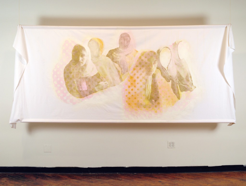 Untitled, Screenprint with natural pigments on linen fabric, 12 x 5 Feet, 2010