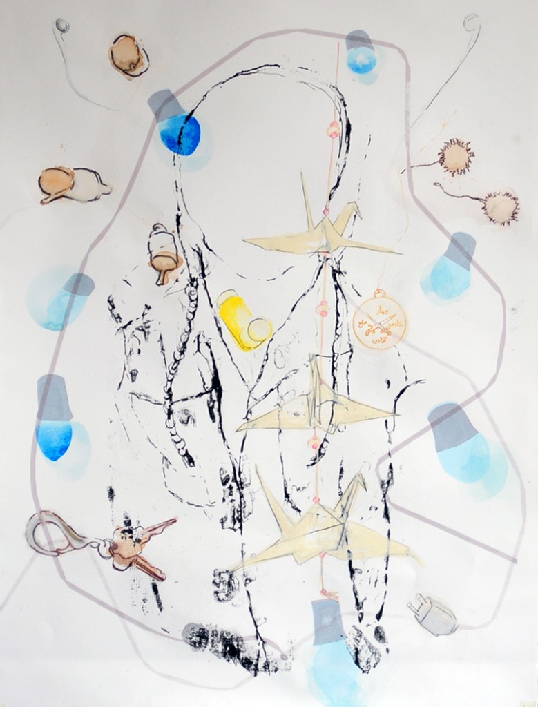 Winter, Screenprint with drawing on archival paper 30 x 44 inches, 2010